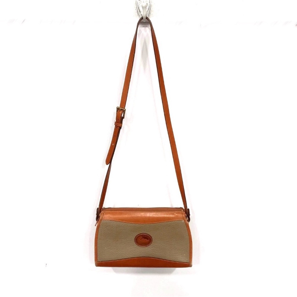 Vintage Dooney Bourke Taupe / Saddle Leather Shoulder Bag * EXC near MINT